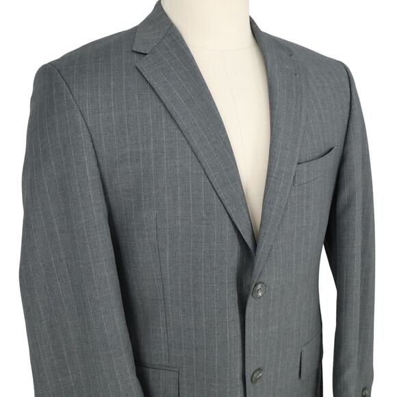 Joseph Abboud Joe Sport Coat Mens 40R Wool Gray Pinstripe Jacket Blazer Lined - Picture 7 of 16